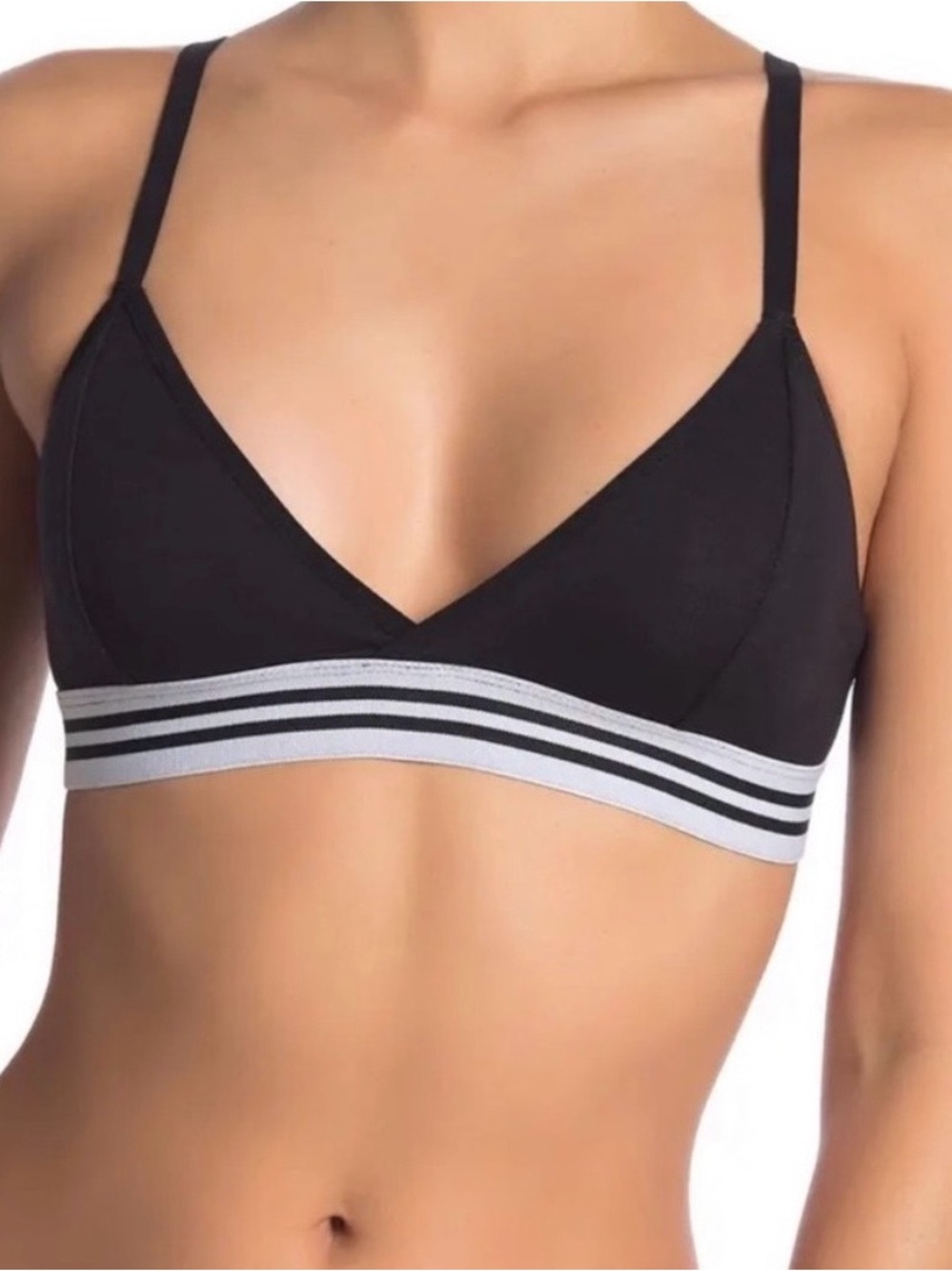 RICHER POORER Classic Bralette Black Stripe Modal Size XS Black & White X-Small